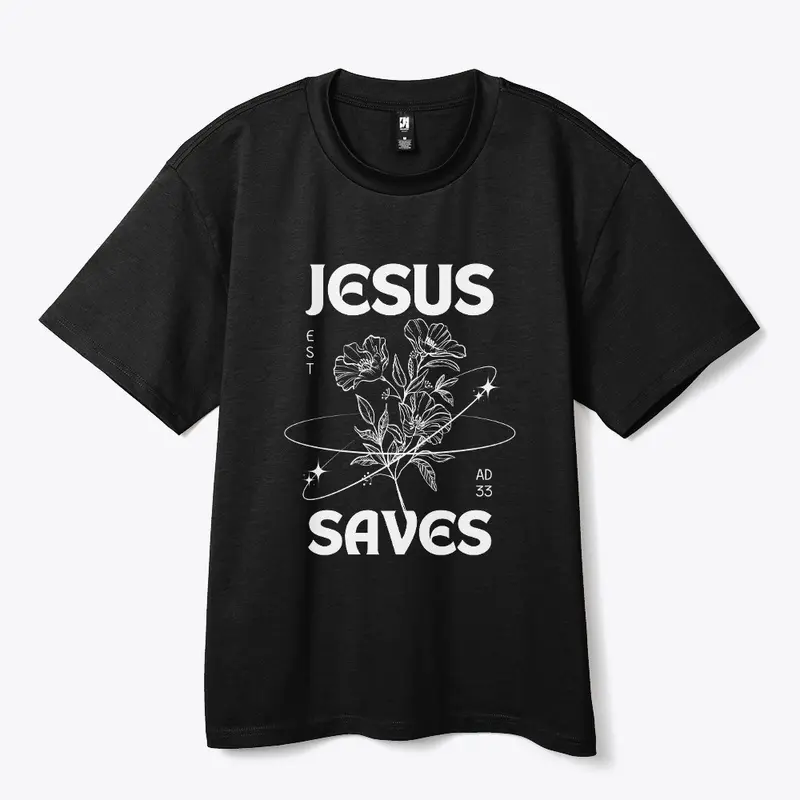 Jesus Saves Floral Graphic Tee Dark