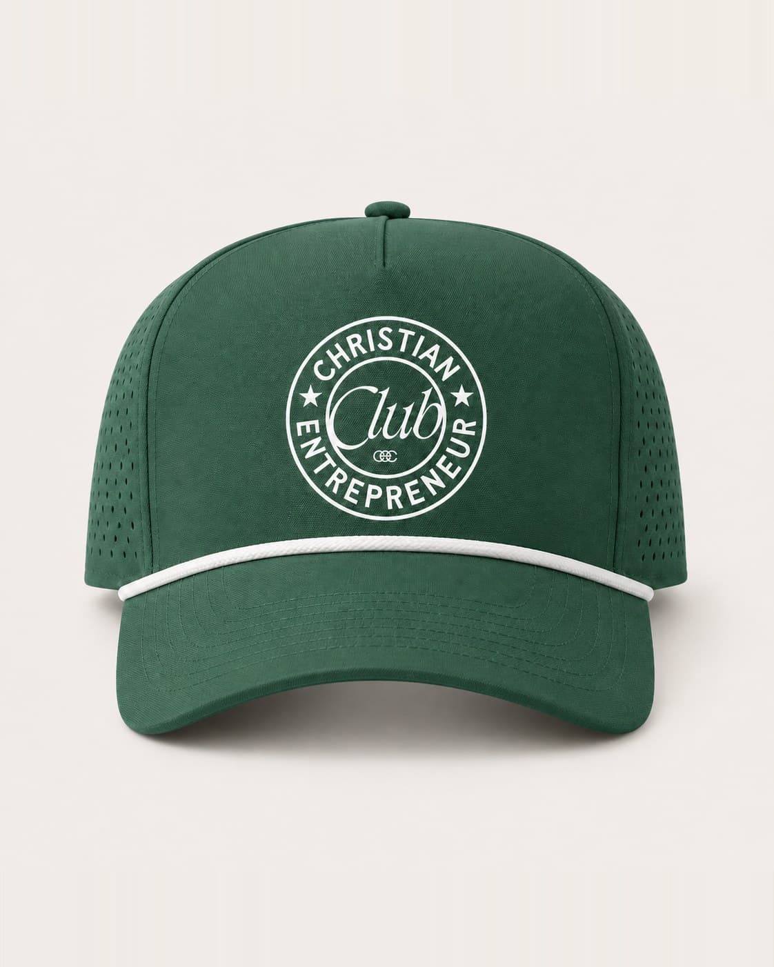 CEC Performance Rope Hat in Green, front view