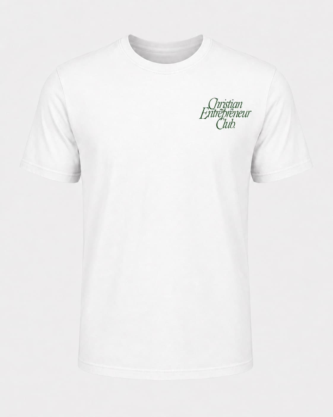Script Pocket Crew Tee in White, front view